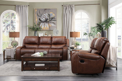 SH3215BRW-3 DOUBLE RECLINING SOFA W/DROP-DOWN CUP HOLDERS - SH3215BRW-3 - Bien Home Furniture &amp; Electronics