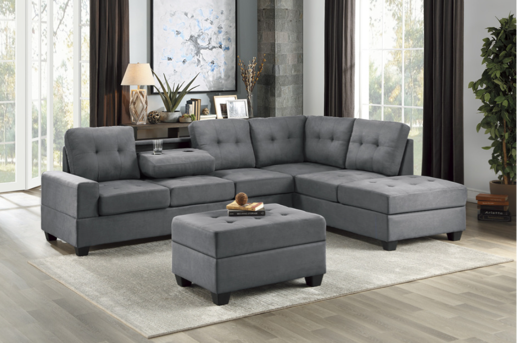 SH3223DGR-3SC 2PC REVERSIBLE SECTIONAL IN DARK GRAY - SH3223DGR-3SC - Bien Home Furniture &amp; Electronics
