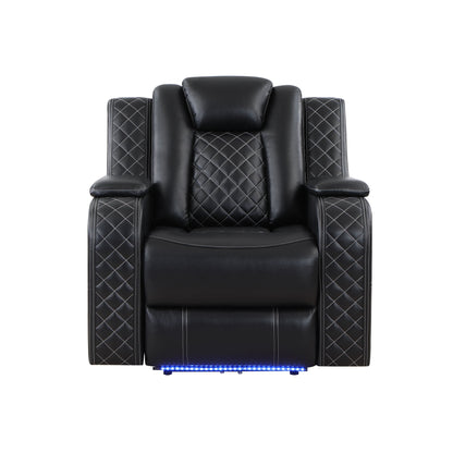 SH8895BLK-1 PW RECLN CHAIR W/ PW HEADREST, LED LIGHT - SH8895BLK-1 - Bien Home Furniture &amp; Electronics