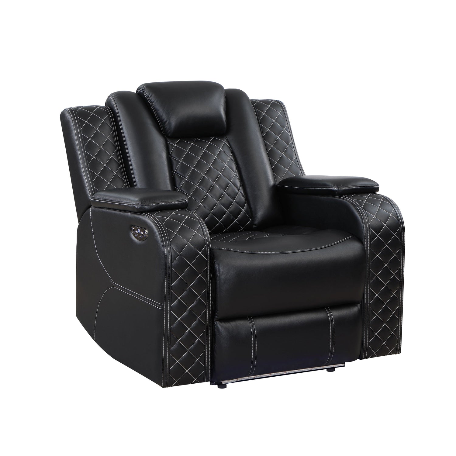 SH8895BLK-1 PW RECLN CHAIR W/ PW HEADREST, LED LIGHT - SH8895BLK-1 - Bien Home Furniture &amp; Electronics