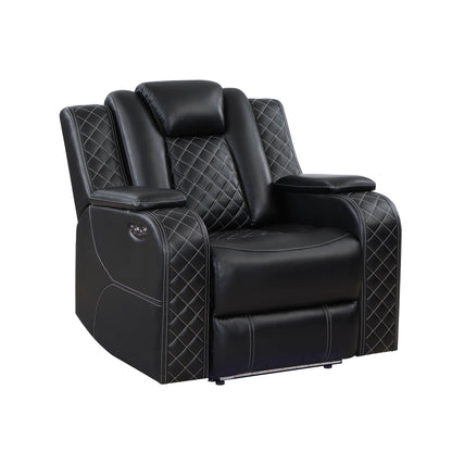 SH8895BLK-1 PW RECLN CHAIR W/ PW HEADREST, LED LIGHT - SH8895BLK-1 - Bien Home Furniture &amp; Electronics