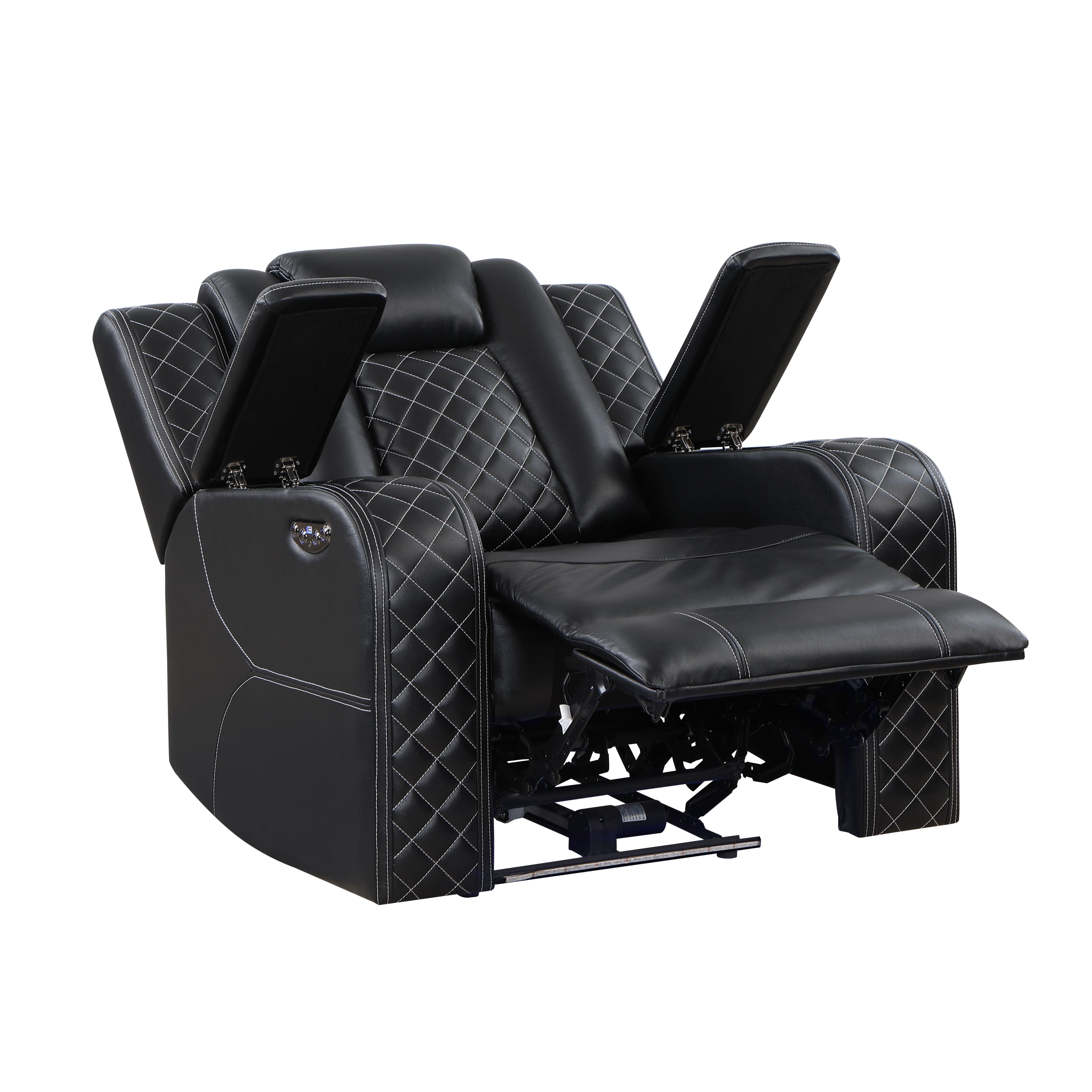 SH8895BLK-1 PW RECLN CHAIR W/ PW HEADREST, LED LIGHT - SH8895BLK-1 - Bien Home Furniture &amp; Electronics