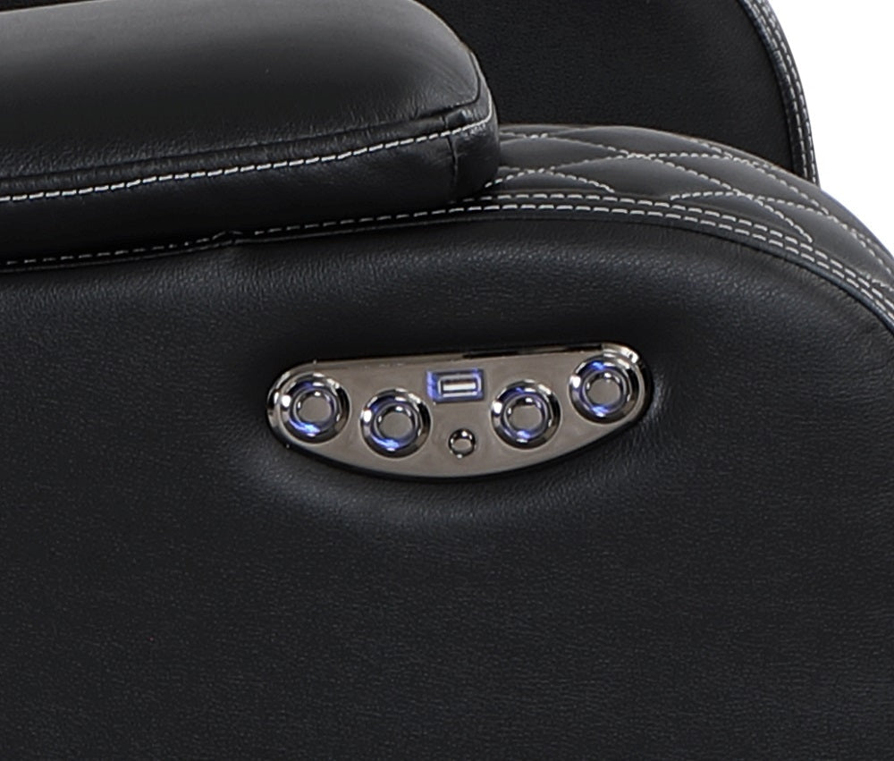 SH8895BLK-2 PW D. RECLN LOVESEAT W/ CONSOLE, PW HEADRESTS, LED LIGHT/SPEAKERS - SH8895BLK-2 - Bien Home Furniture &amp; Electronics