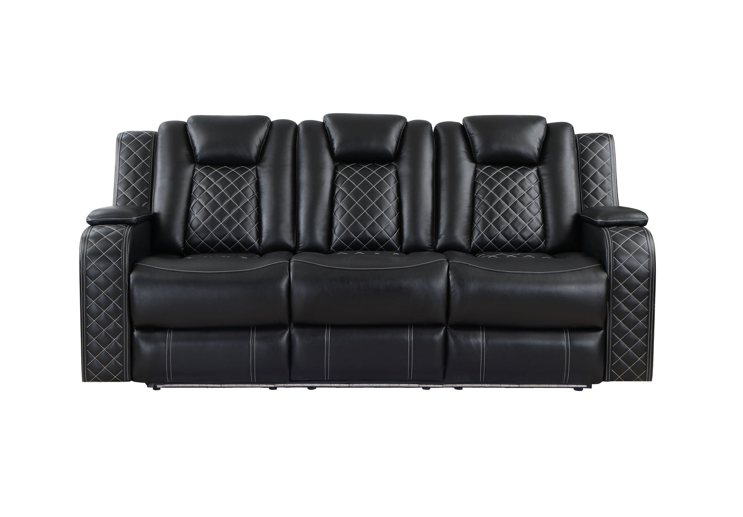 SH8895BLK-3 PW D. RECLN SOFA W/ CONSOLE, PW HEADRESTS, LED LIGHT/SPEAKERS - SH8895BLK-3 - Bien Home Furniture &amp; Electronics