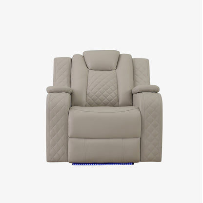 SH8895GRW-1 PW RECLN CHAIR W/ PW HEADREST, LED LIGHT, GRAY WHITE - SH8895GRW-1 - Bien Home Furniture &amp; Electronics