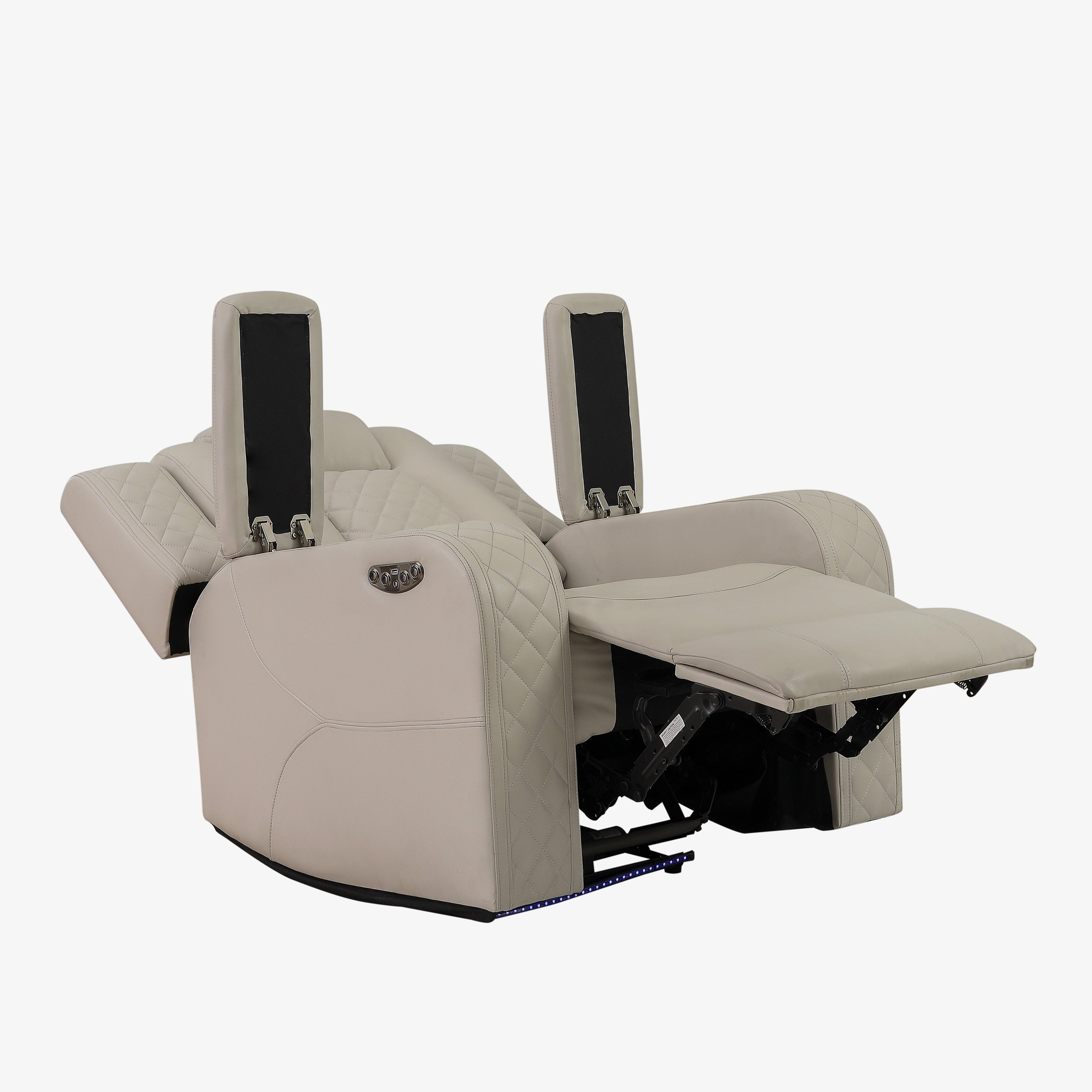 SH8895GRW-1 PW RECLN CHAIR W/ PW HEADREST, LED LIGHT, GRAY WHITE - SH8895GRW-1 - Bien Home Furniture &amp; Electronics