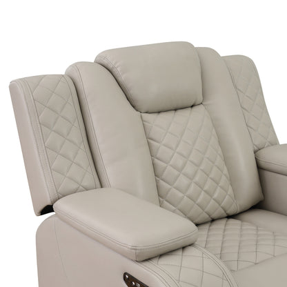 SH8895GRW-1 PW RECLN CHAIR W/ PW HEADREST, LED LIGHT, GRAY WHITE - SH8895GRW-1 - Bien Home Furniture &amp; Electronics