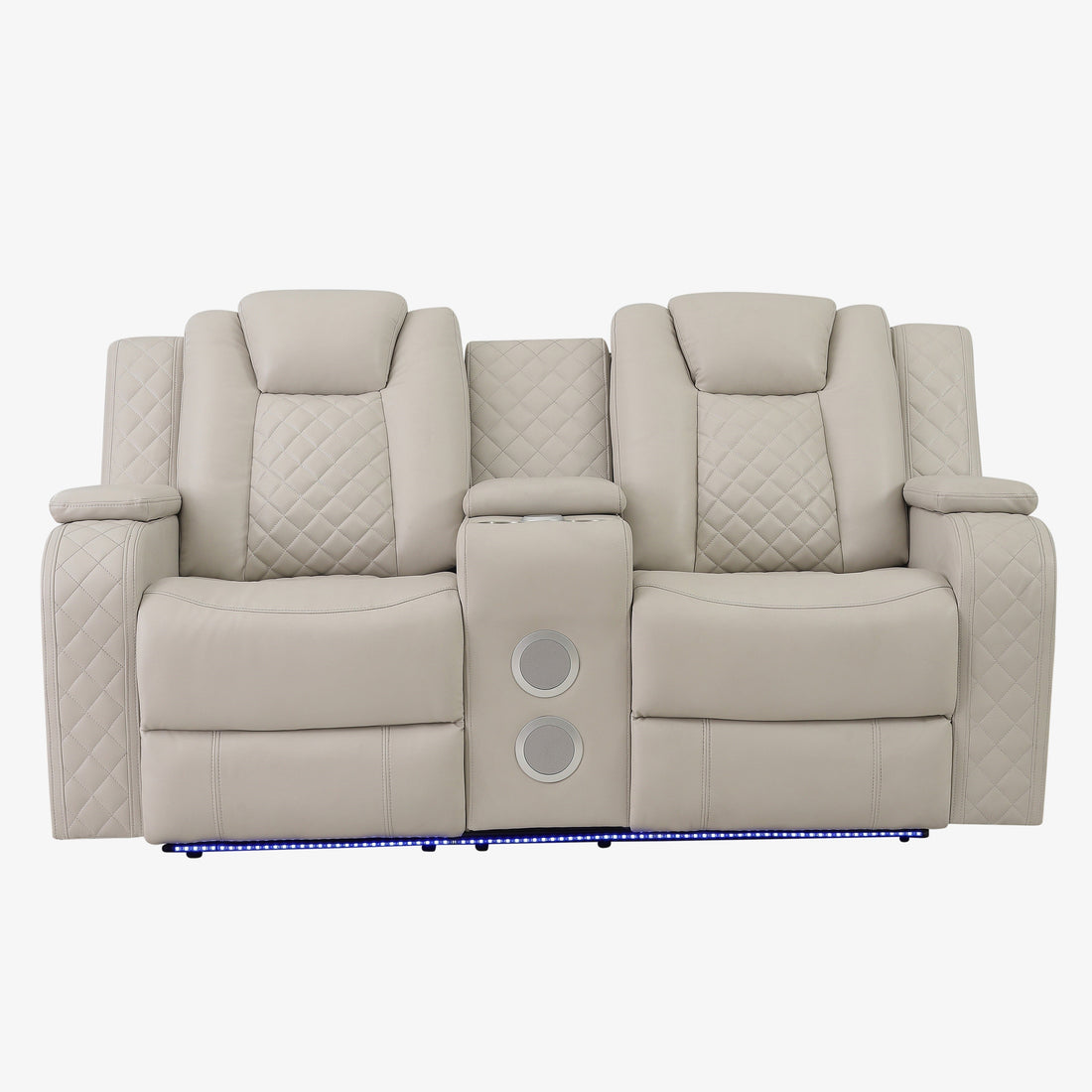 SH8895GRW-2 PW D. RECLN LOVESEAT W/ CONSOLE, PW HEADRESTS, LED LIGHT/SPEAKERS - SH8895GRW-2 - Bien Home Furniture &amp; Electronics