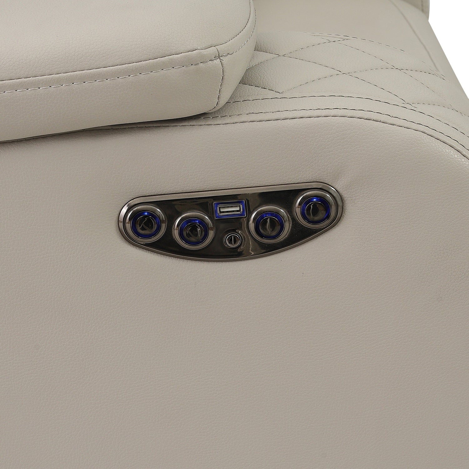 SH8895GRW-2 PW D. RECLN LOVESEAT W/ CONSOLE, PW HEADRESTS, LED LIGHT/SPEAKERS - SH8895GRW-2 - Bien Home Furniture &amp; Electronics