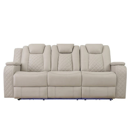 SH8895GRW-3 PW D. RECLN SOFA, PW HEADRESTS, LED LIGHT W/ DROPDOWN TBL - SH8895GRW-3 - Bien Home Furniture &amp; Electronics