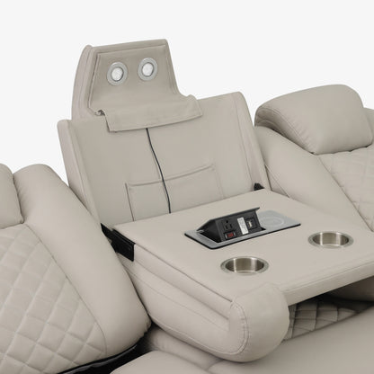 SH8895GRW-3 PW D. RECLN SOFA, PW HEADRESTS, LED LIGHT W/ DROPDOWN TBL - SH8895GRW-3 - Bien Home Furniture &amp; Electronics