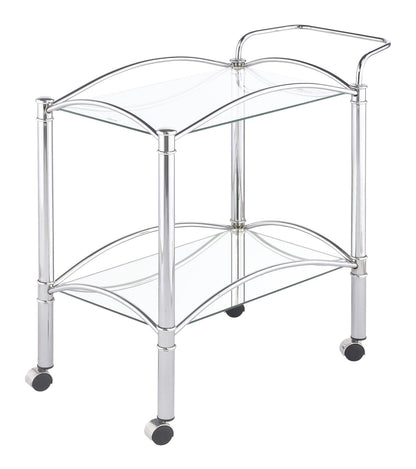 Shadix Chrome/Clear 2-Tier Serving Cart with Glass Top - 910077 - Bien Home Furniture &amp; Electronics