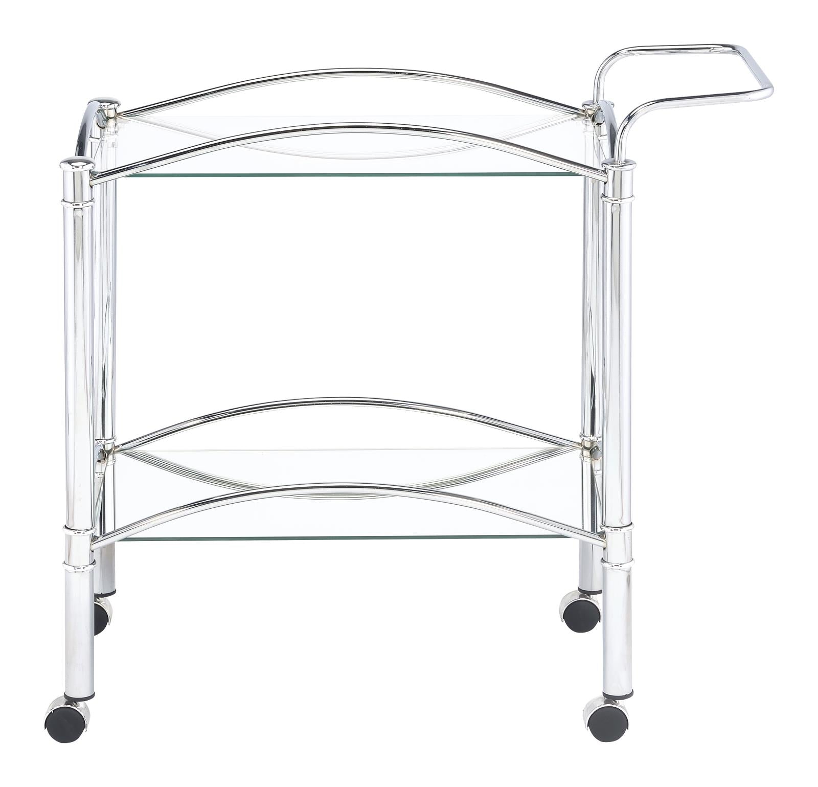 Shadix Chrome/Clear 2-Tier Serving Cart with Glass Top - 910077 - Bien Home Furniture &amp; Electronics