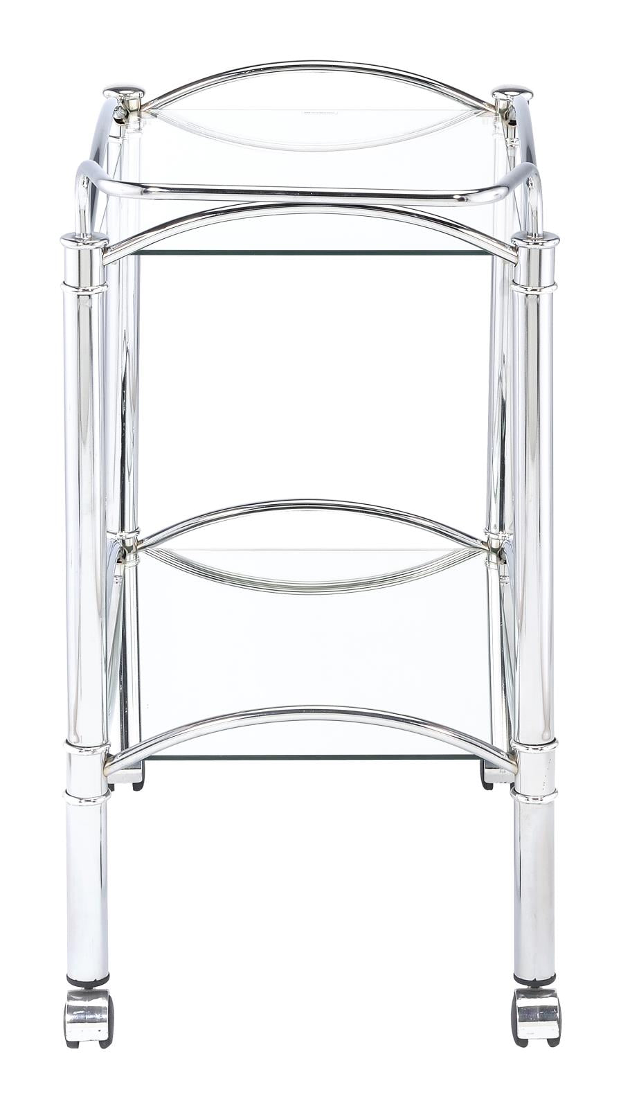 Shadix Chrome/Clear 2-Tier Serving Cart with Glass Top - 910077 - Bien Home Furniture &amp; Electronics