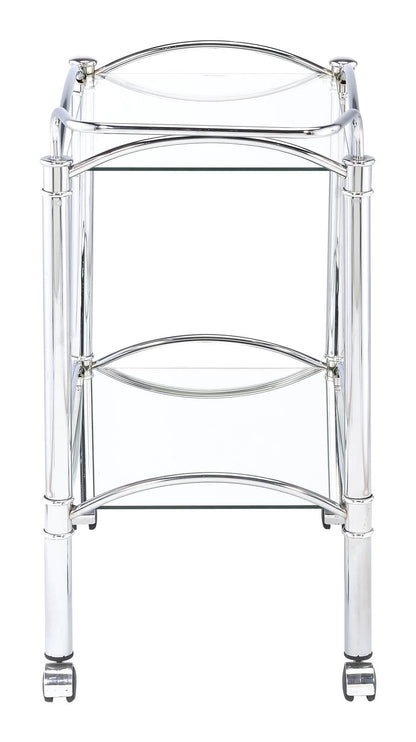 Shadix Chrome/Clear 2-Tier Serving Cart with Glass Top - 910077 - Bien Home Furniture &amp; Electronics