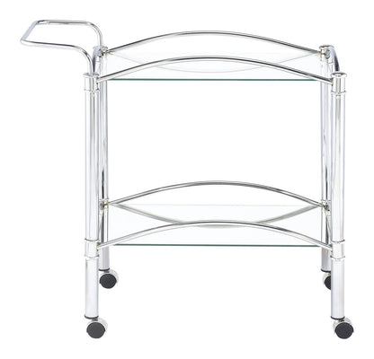 Shadix Chrome/Clear 2-Tier Serving Cart with Glass Top - 910077 - Bien Home Furniture &amp; Electronics