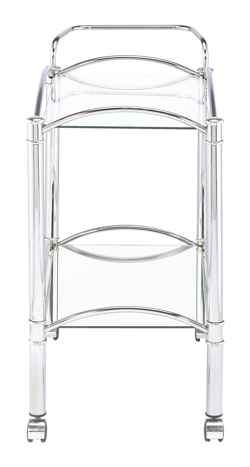 Shadix Chrome/Clear 2-Tier Serving Cart with Glass Top - 910077 - Bien Home Furniture &amp; Electronics