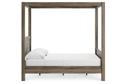 Shallifer Brown Queen Canopy Bed - SET | EB1104-161 | EB1104-171 | EB1104-198 - Bien Home Furniture &amp; Electronics