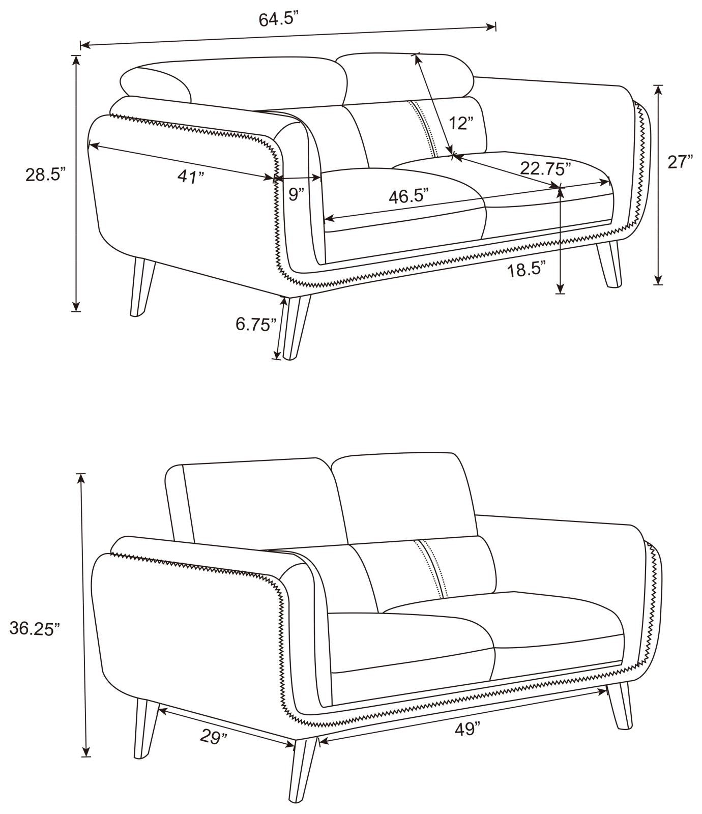 Shania Track Arms Loveseat with Tapered Legs Black - 509922 - Bien Home Furniture &amp; Electronics