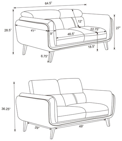 Shania Track Arms Loveseat with Tapered Legs Black - 509922 - Bien Home Furniture &amp; Electronics