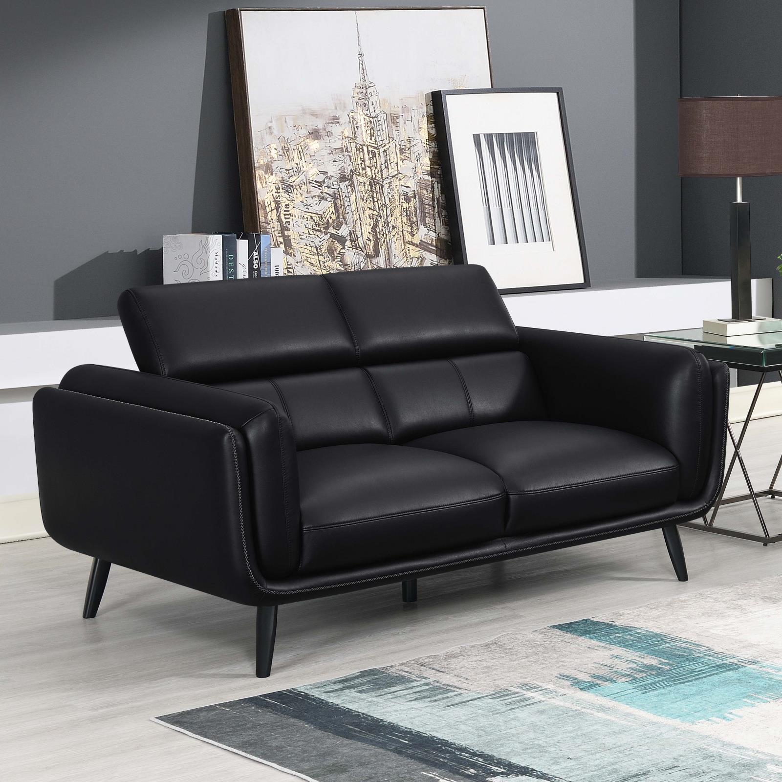 Shania Track Arms Loveseat with Tapered Legs Black - 509922 - Bien Home Furniture &amp; Electronics