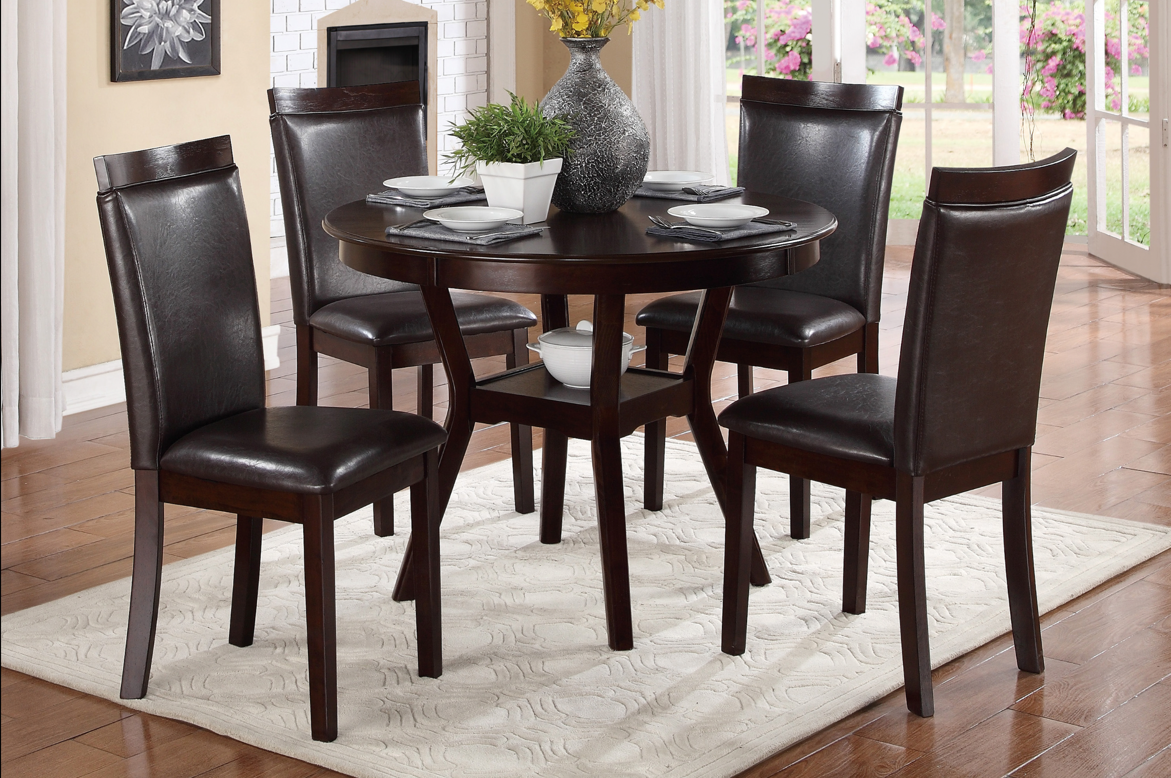 Shankmen Espresso 5-Piece Dining Set - 5104 - Bien Home Furniture &amp; Electronics