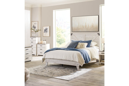 Shawburn White/Dark Charcoal Gray Queen Crossbuck Panel Platform Bed - SET | EB4121-113 | EB4121-157 - Bien Home Furniture &amp; Electronics