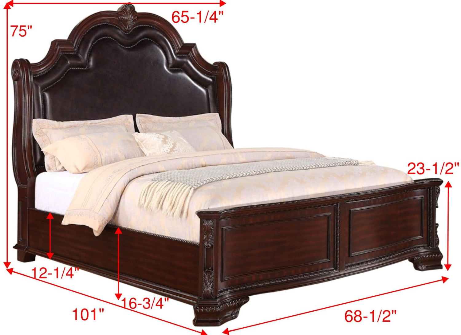 Sheffield Rich Brown Queen Upholstered Panel Bed - SET | B1100-Q-HB | B1100-Q-FB | B1100-Q-RAIL - Bien Home Furniture &amp; Electronics