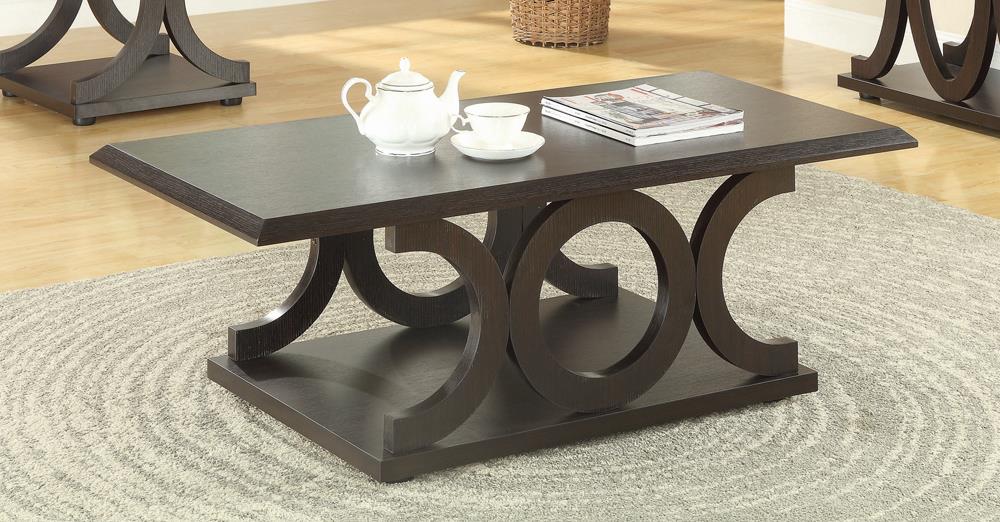 Shelly Cappuccino C-Shaped Base Coffee Table - 703148 - Bien Home Furniture &amp; Electronics
