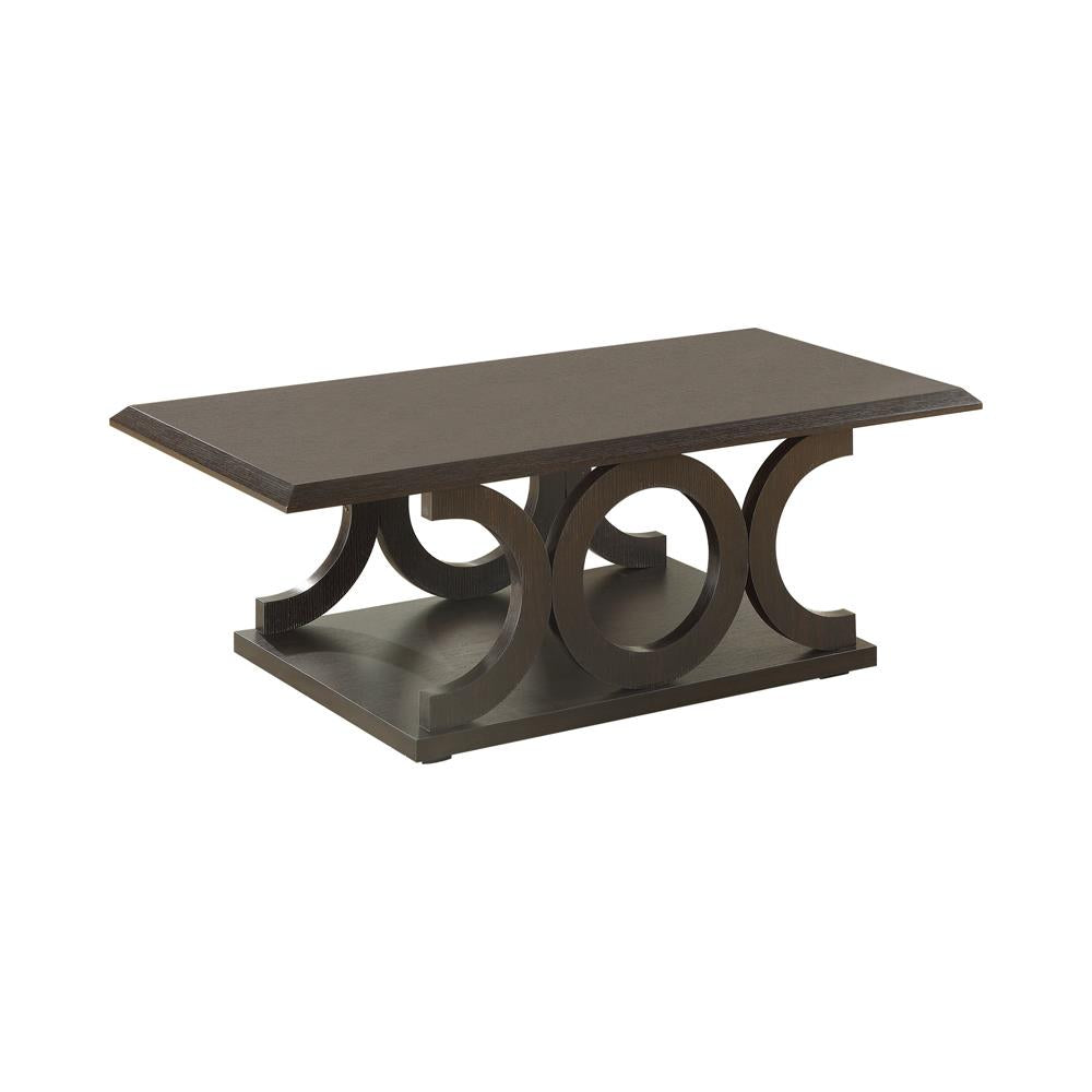 Shelly Cappuccino C-Shaped Base Coffee Table - 703148 - Bien Home Furniture &amp; Electronics