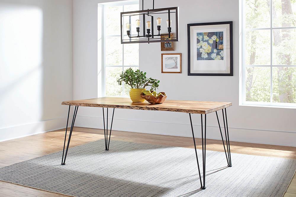 Sherman Natural Acacia/Matte Black Rectangular Dining Table - 190911 - Bien Home Furniture &amp; Electronics