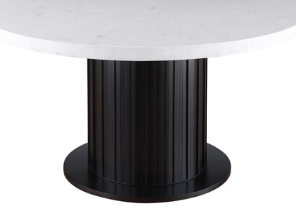 Sherry 5-Piece Round Dining Set with Beige Fabric Chairs - 115490-S5 - Bien Home Furniture &amp; Electronics
