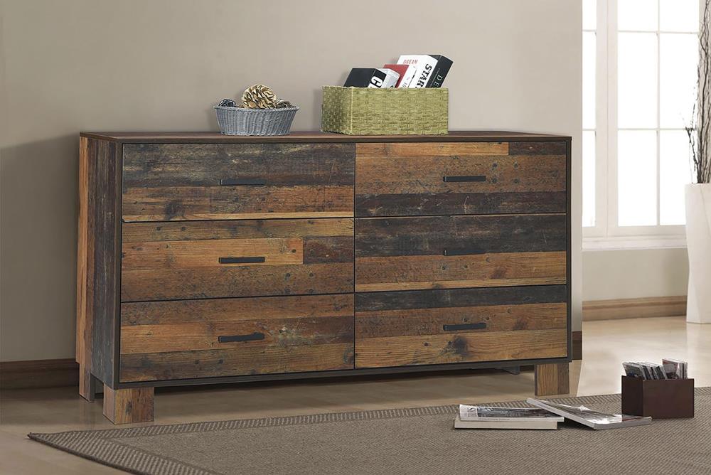 Sidney Rustic Pine 6-Drawer Dresser - 223143 - Bien Home Furniture &amp; Electronics