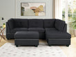 Sienna Black Linen Sectional with Ottoman - Sienna22 - Bien Home Furniture & Electronics