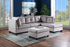 Sienna Silver Velvet Sectional with Ottoman - Sienna - Silver - Bien Home Furniture & Electronics