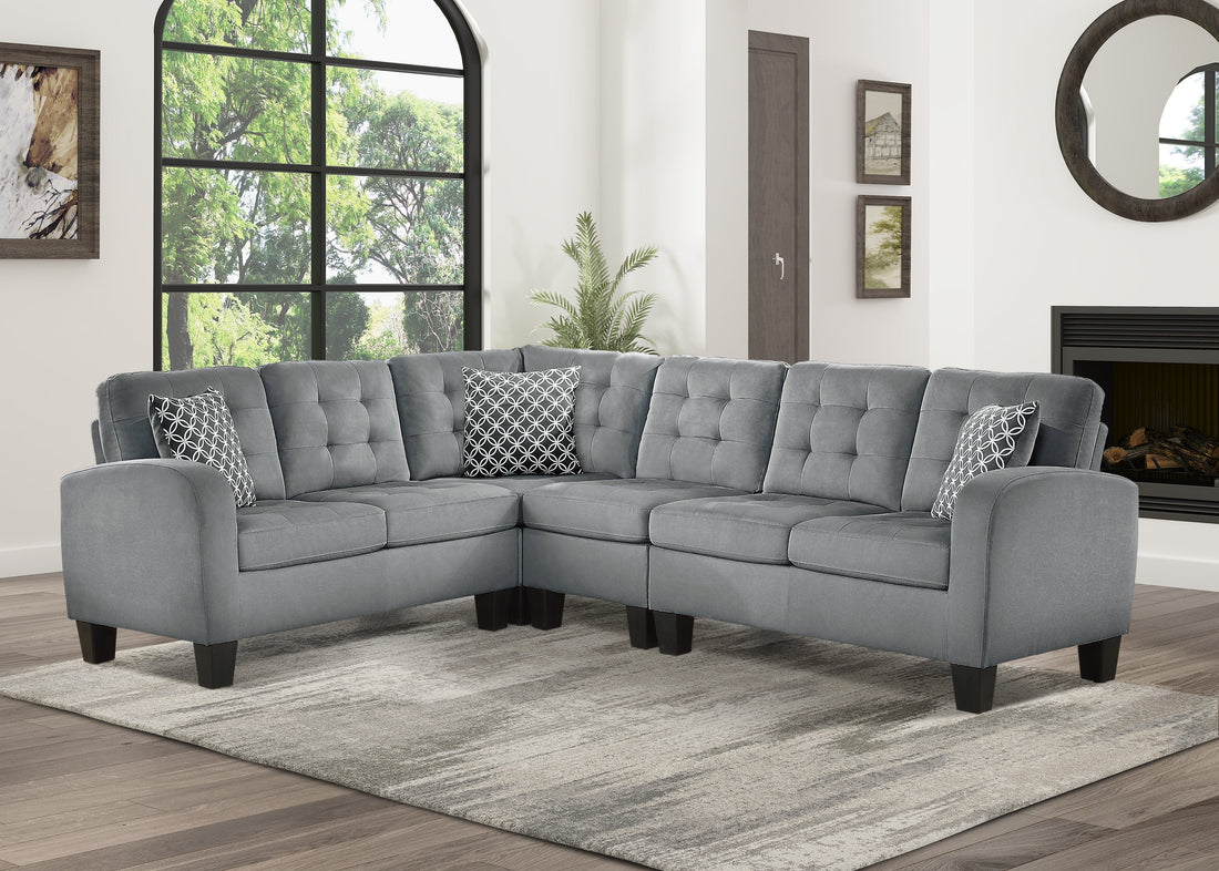 Sinclair Gray Reversible Sectional - SET | 8202GRY-CA | 8202GRY-TS - Bien Home Furniture &amp; Electronics