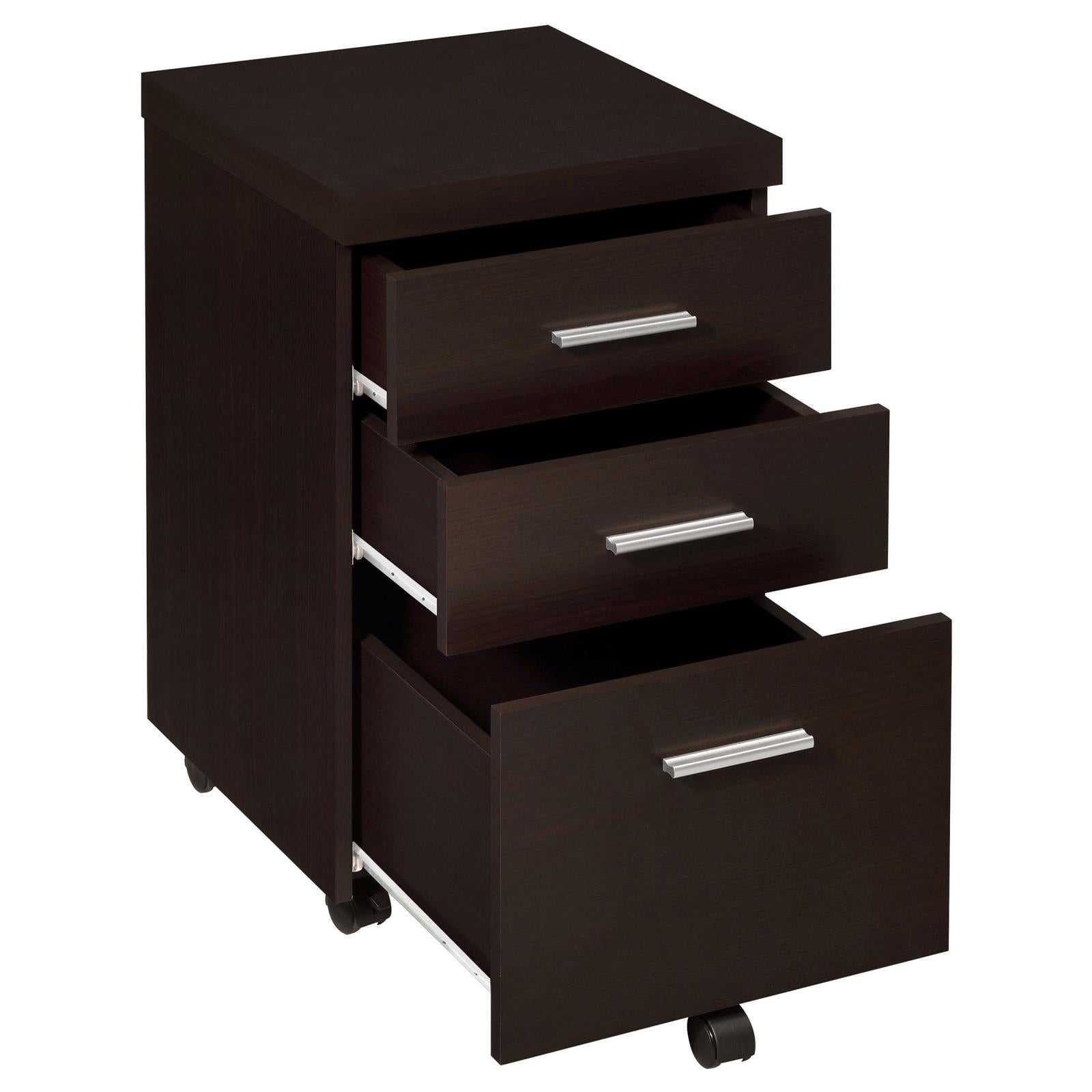 Skeena Cappuccino 3-Drawer Mobile Storage Cabinet - 800903 - Bien Home Furniture &amp; Electronics