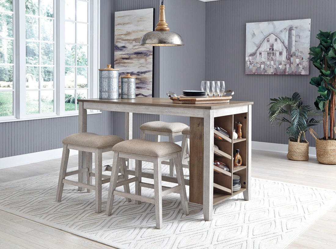 Skempton White/Light Brown 5-Piece Counter Height Set w/ Stools - SET | D394-32 | D394-024(2) - Bien Home Furniture & Electronics
