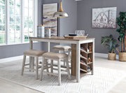 Skempton White/Light Brown 5-Piece Counter Height Set w/ Stools - SET | D394-32 | D394-024(2) - Bien Home Furniture & Electronics
