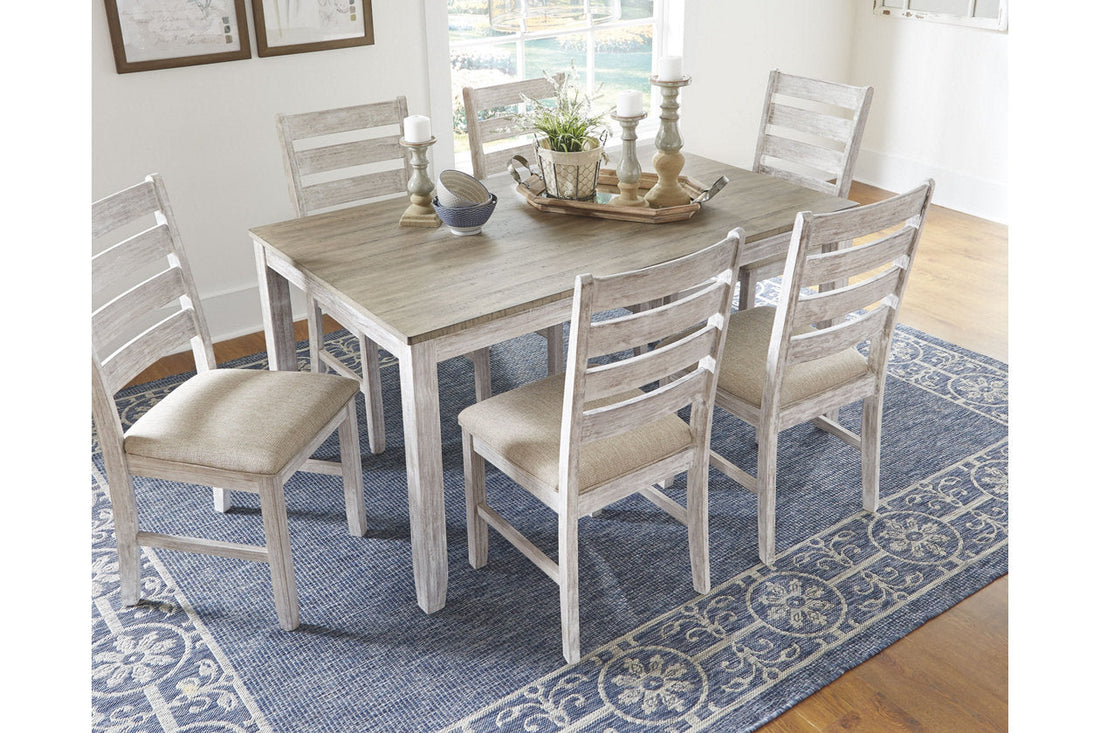 Skempton White/Light Brown Dining Table and Chairs, Set of 7 - D394-425 - Bien Home Furniture & Electronics