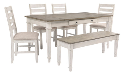 Skempton White/Light Brown Rectangular Dining Set - SET | D394-25 | D394-01(2) - Bien Home Furniture &amp; Electronics