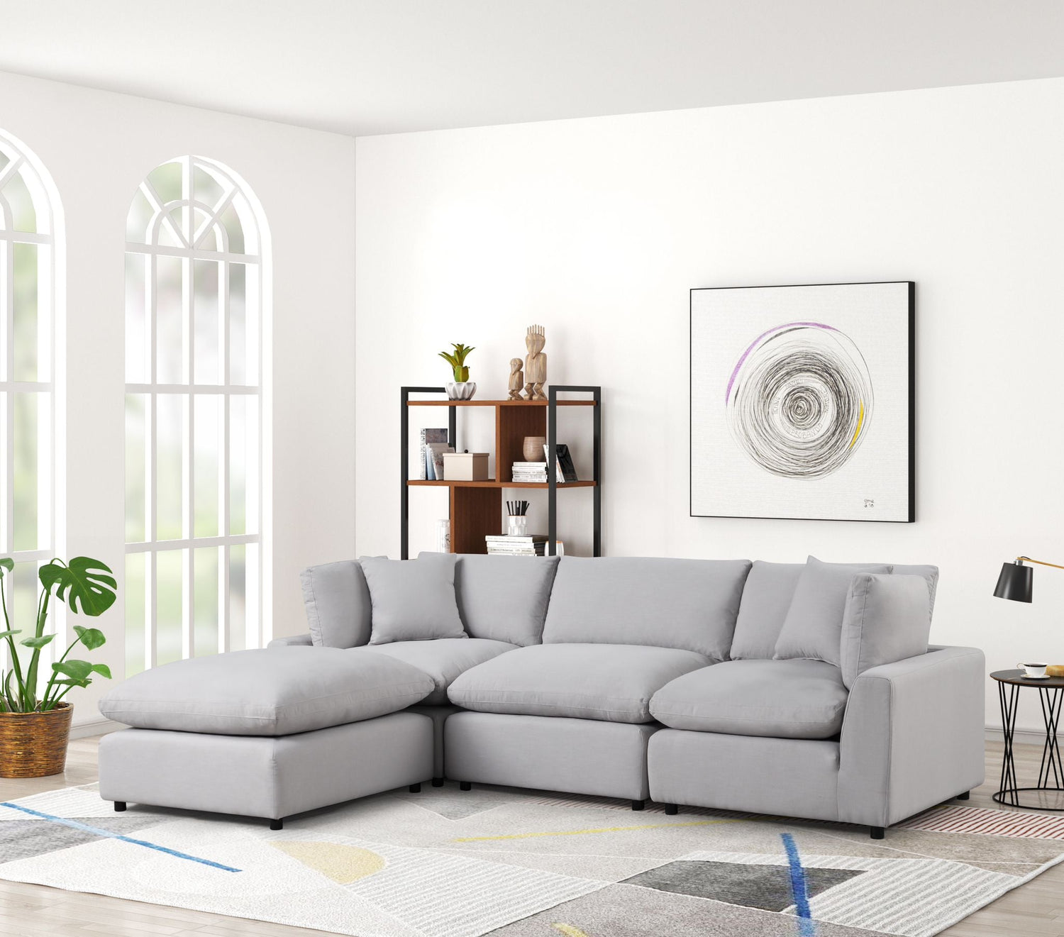 SKY Gray Linen Modular Sectional - SKY GRAY LINEN - Bien Home Furniture &amp; Electronics