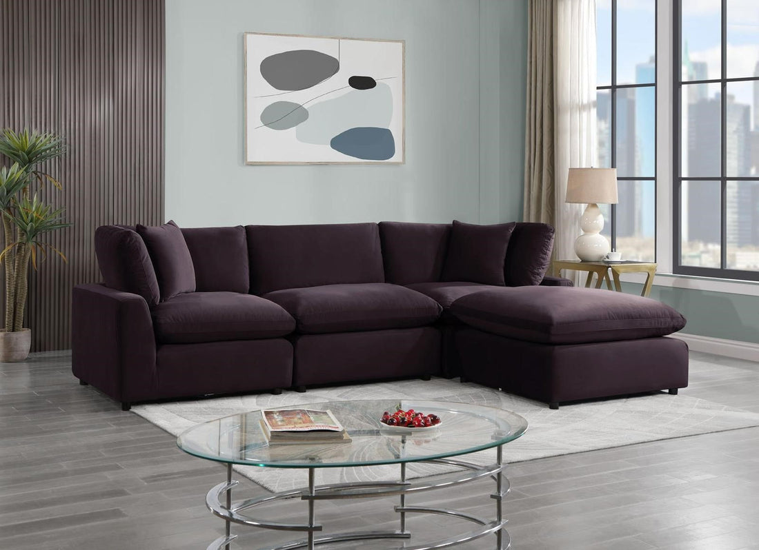 SKY Plum Velvet Modular Sectional - SKY Plum - Bien Home Furniture &amp; Electronics