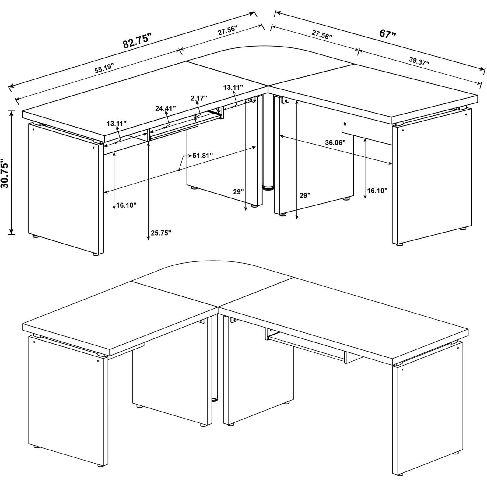 Skylar 4-Piece Desk Set - 800891-S4 - Bien Home Furniture &amp; Electronics