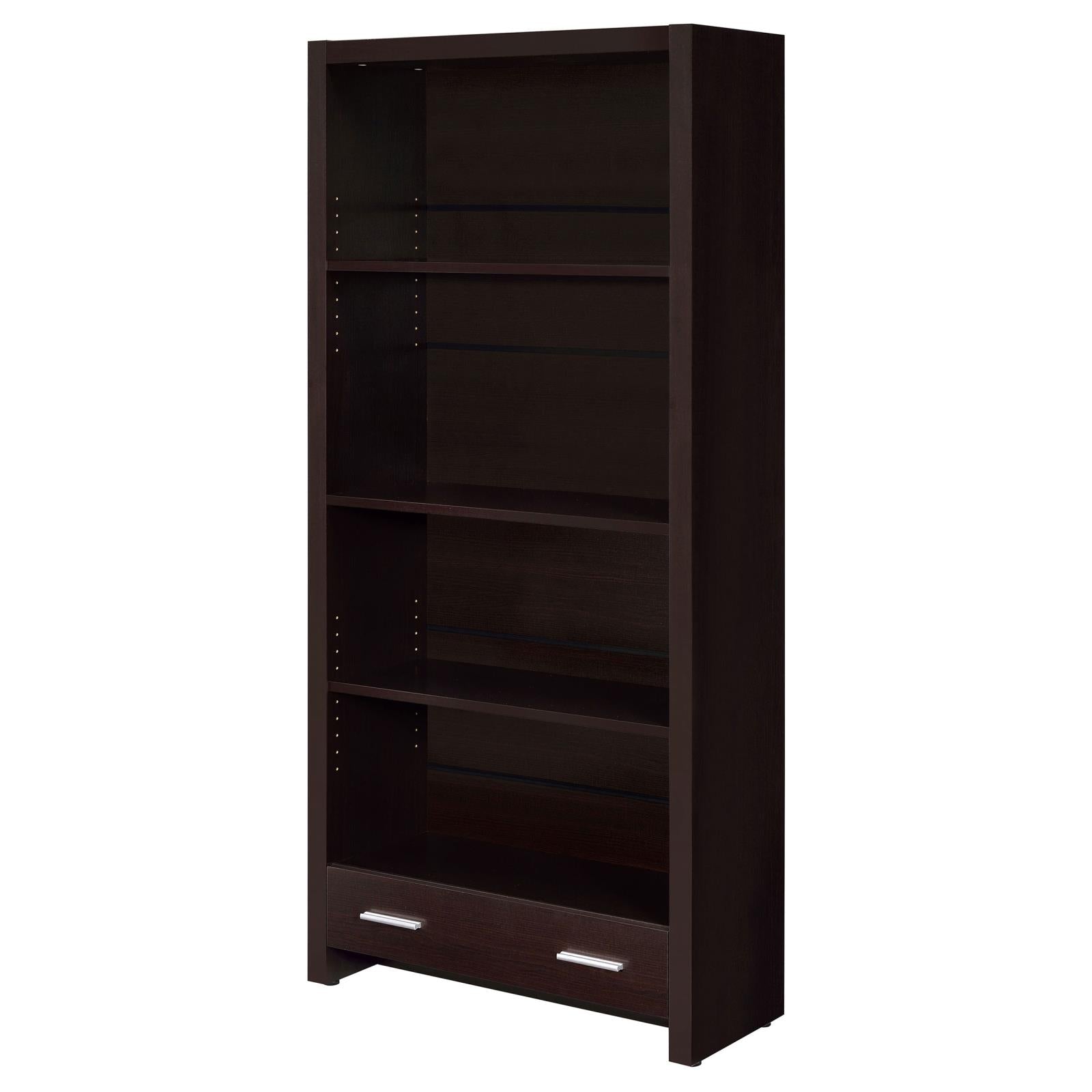 Skylar Cappuccino 5-Shelf Bookcase with Storage Drawer - 800905 - Bien Home Furniture &amp; Electronics