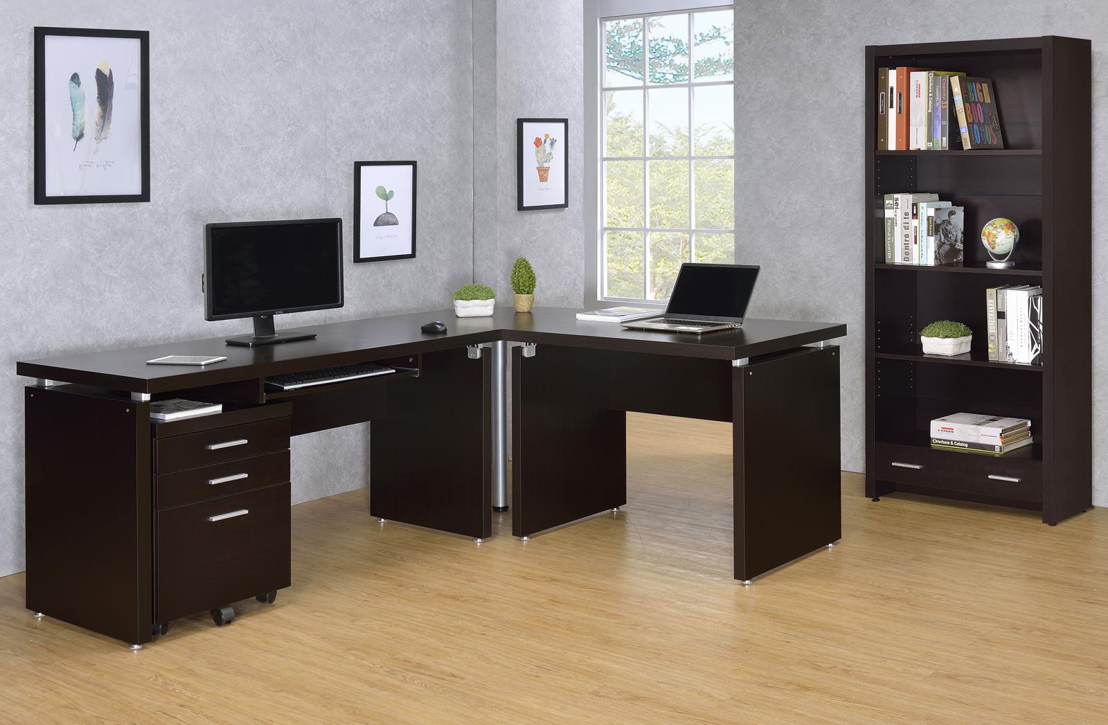 Skylar Cappuccino Computer Desk with Keyboard Drawer - 800891 - Bien Home Furniture &amp; Electronics