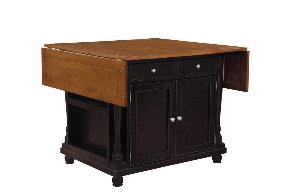 Slater Brown/Black 2-Drawer Kitchen Island with Drop Leaves - 102270 - Bien Home Furniture &amp; Electronics