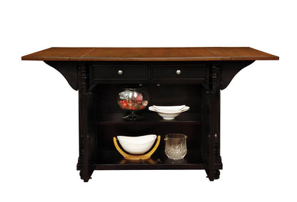 Slater Brown/Black 2-Drawer Kitchen Island with Drop Leaves - 102270 - Bien Home Furniture &amp; Electronics