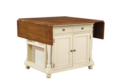 Slater Brown/Buttermilk 2-Drawer Kitchen Island with Drop Leaves - 102271 - Bien Home Furniture &amp; Electronics