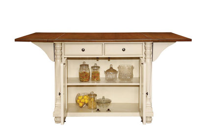 Slater Brown/Buttermilk 2-Drawer Kitchen Island with Drop Leaves - 102271 - Bien Home Furniture &amp; Electronics